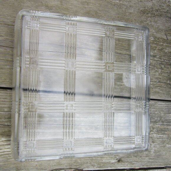 Hazel Atlas Square Refrigerator Box Dish w/ Lid Criss Cross Collection 8.5" 40s - Picture 5 of 8